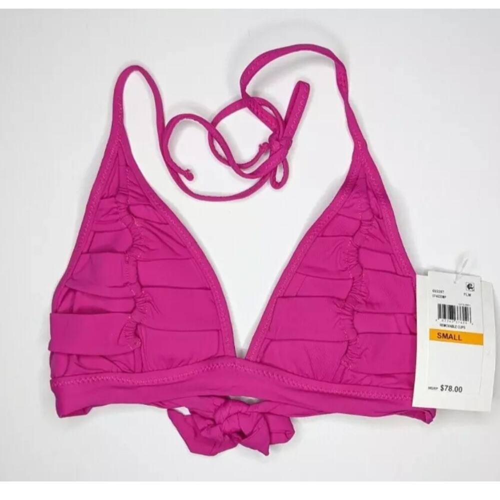 Becca Triangle Bikini Top, Pink, Women's Small